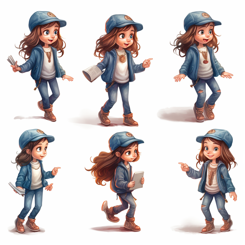 Young girl in different poses and expressions