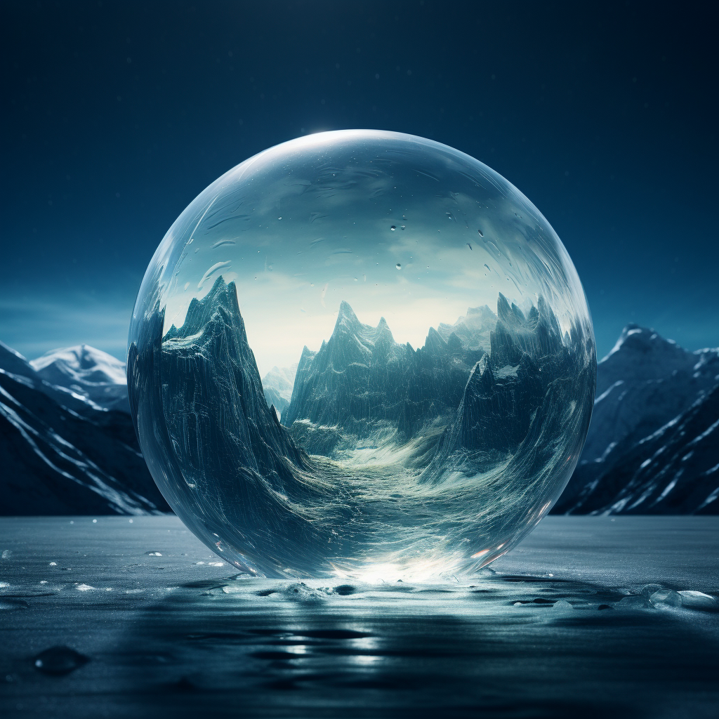 Breathtaking Glacier Moon Reflection in Bubble