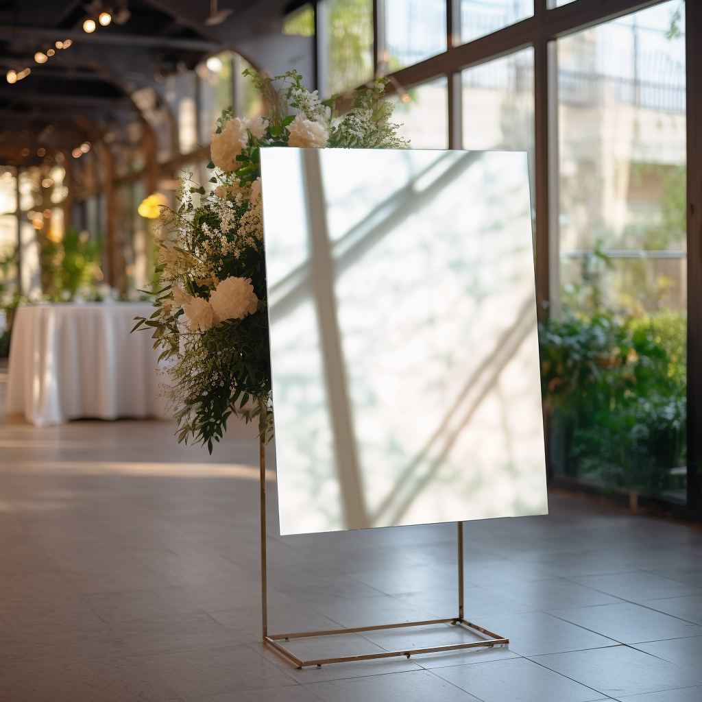 Beautiful glass wedding sign stand