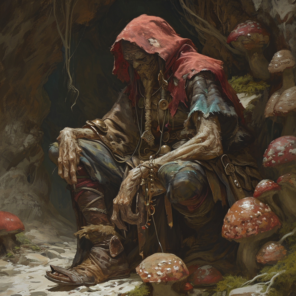 Goblin Hobo in Medieval Rags and Fungus