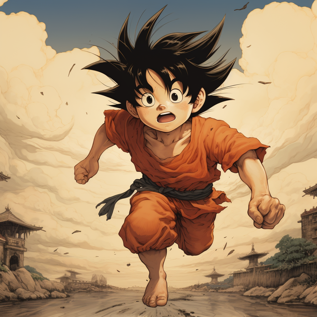 Goku running manga style boy