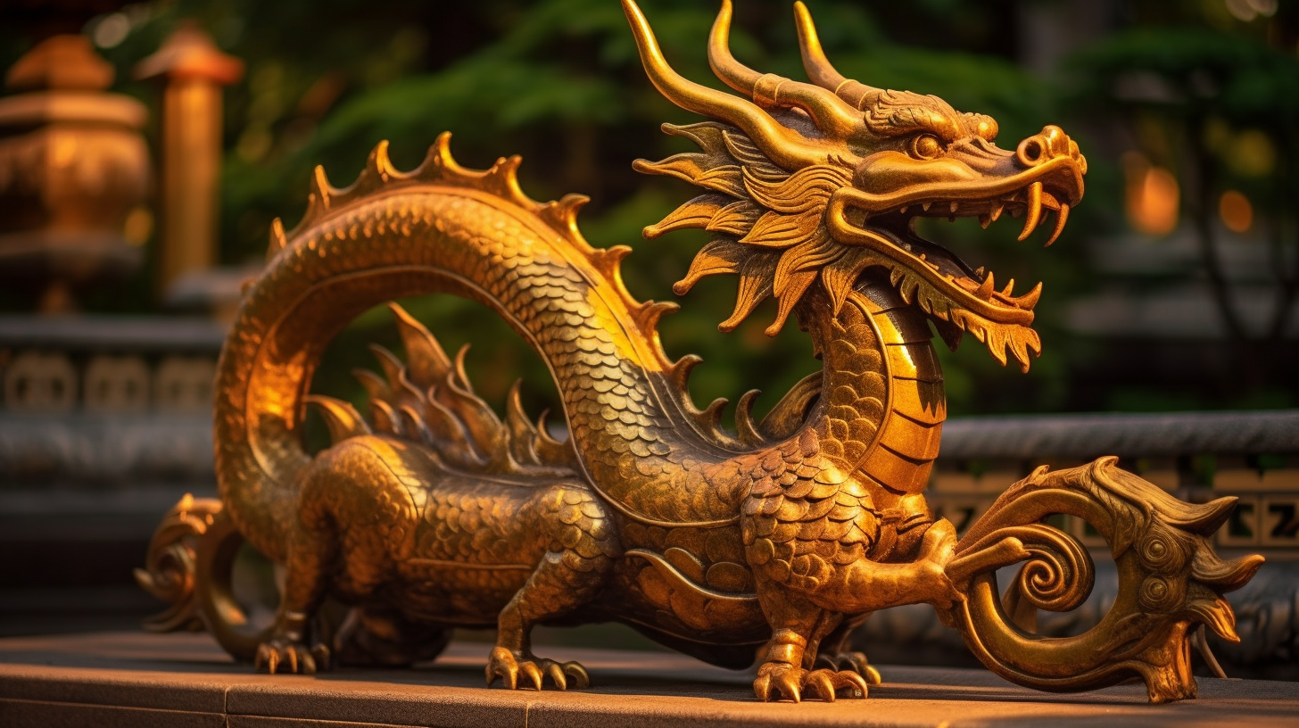 Beautiful Gold Dragon Bench Background