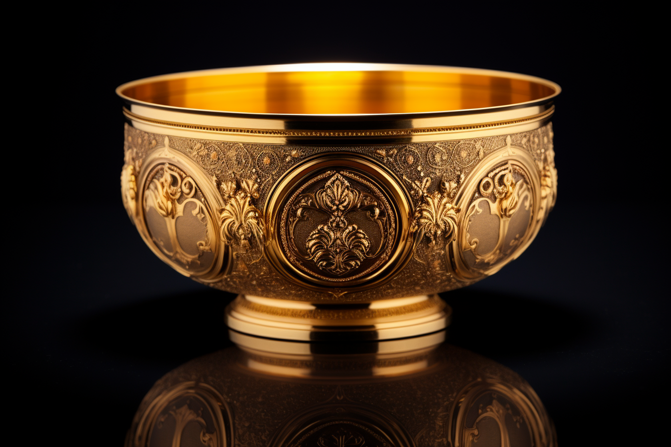 Detailed 17th Century Gold Royal Soup Bowl