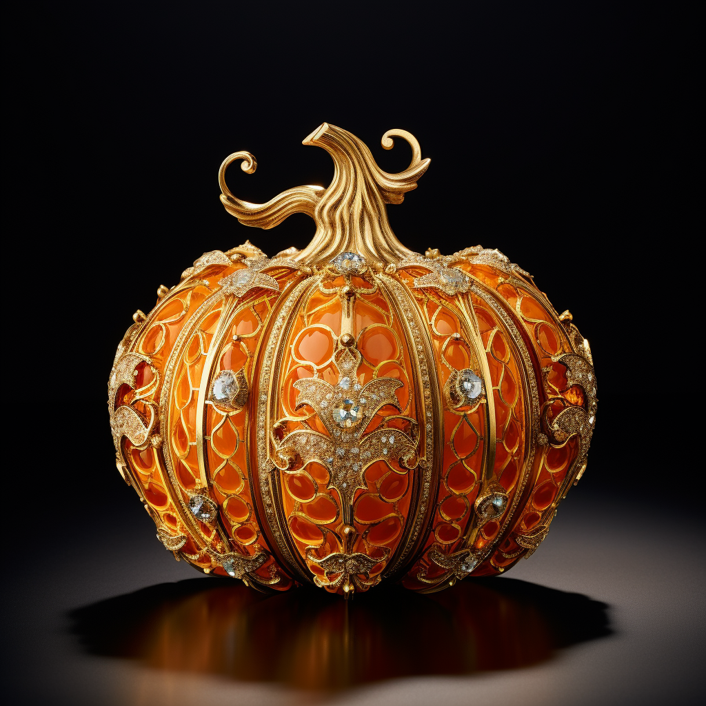 Luxurious golden pumpkin adorned with gemstones