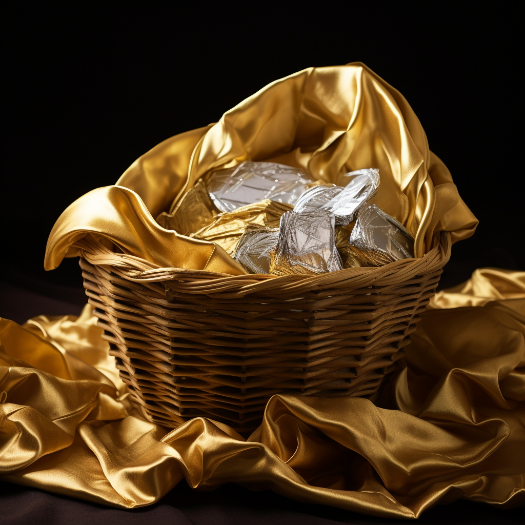 Golden Tissue Paper in Basket