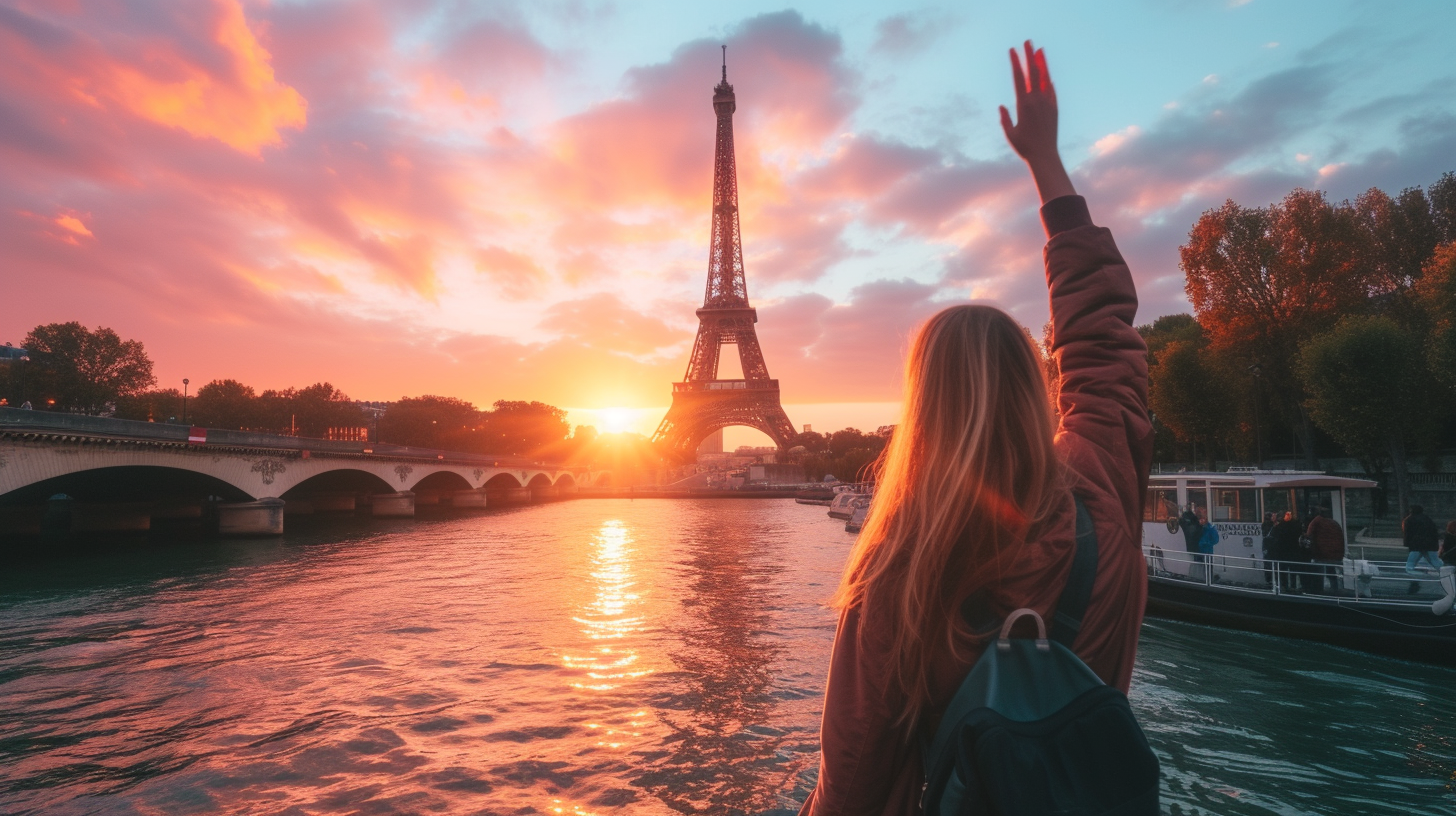 Person waving goodbye in France Paris