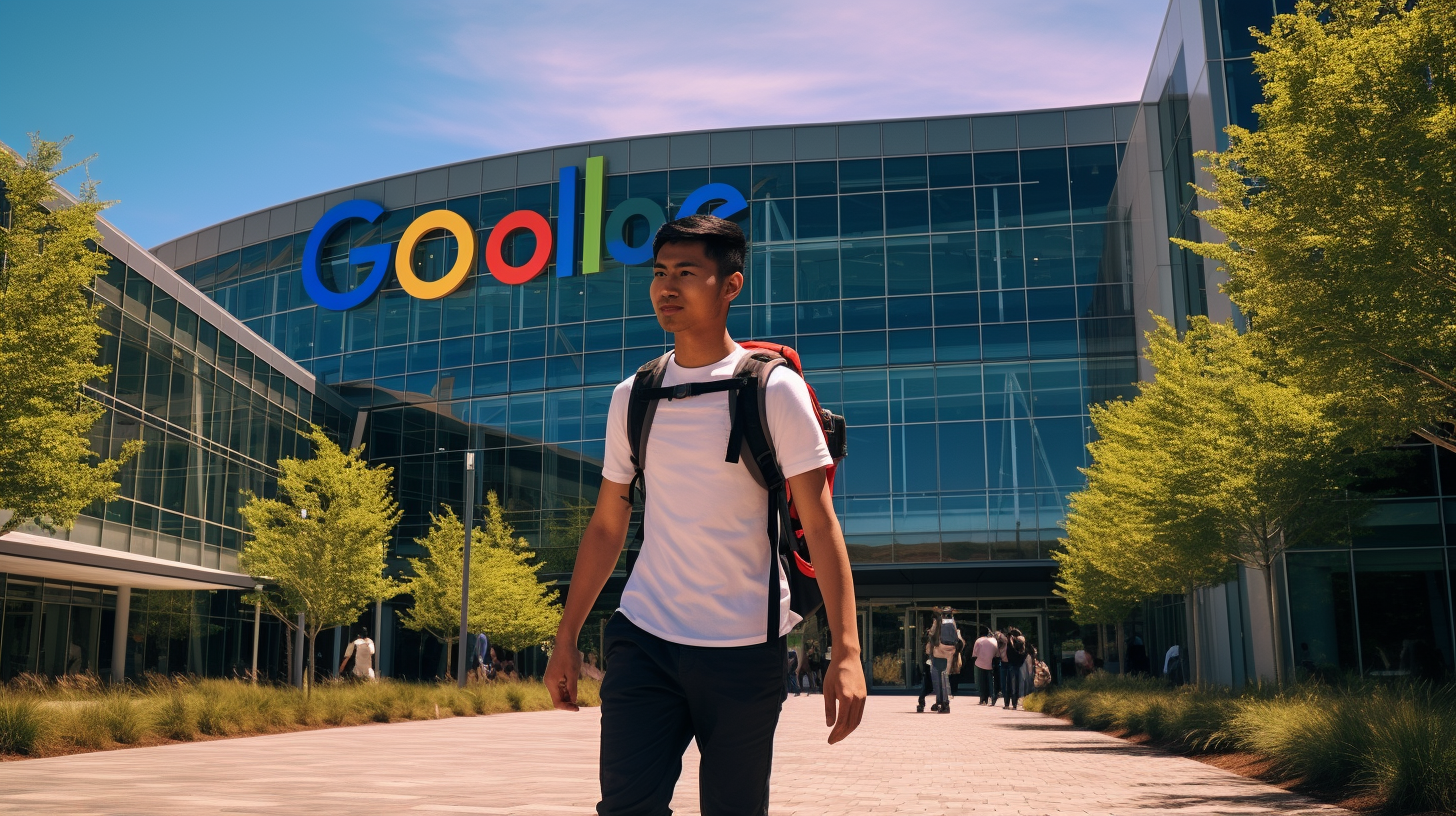 Professional entering Google building