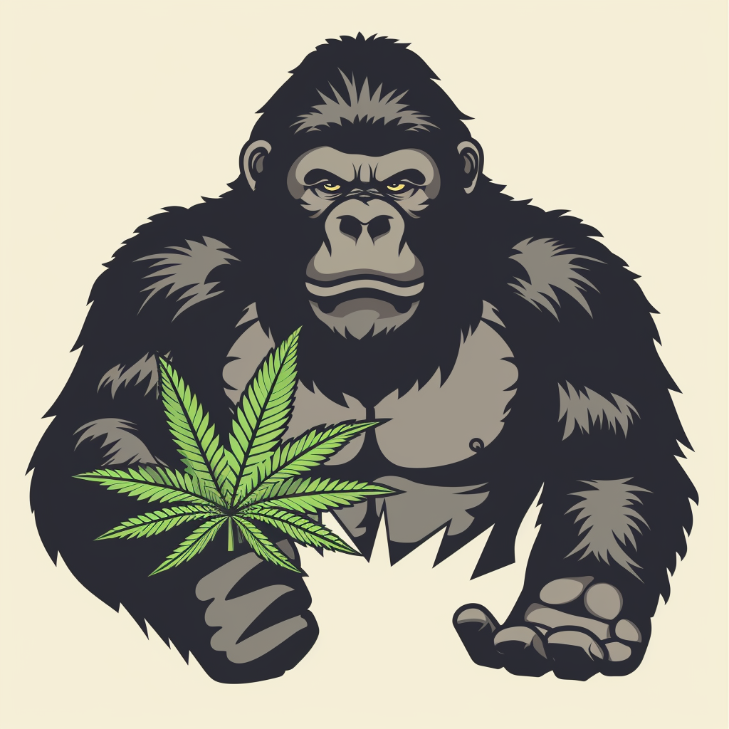 Gorilla with Cannabis Leaf Vector