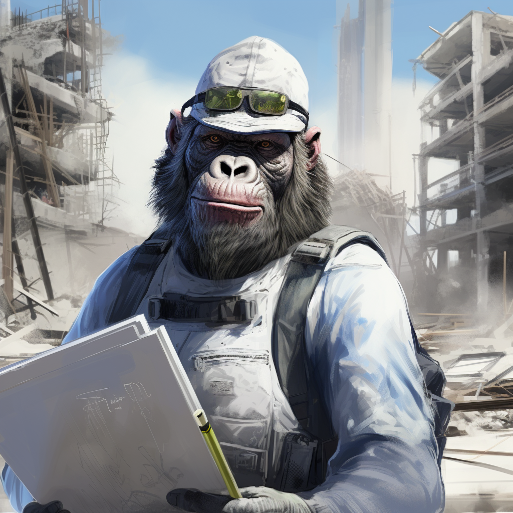 Gorilla Engineer at Construction Site Drawing