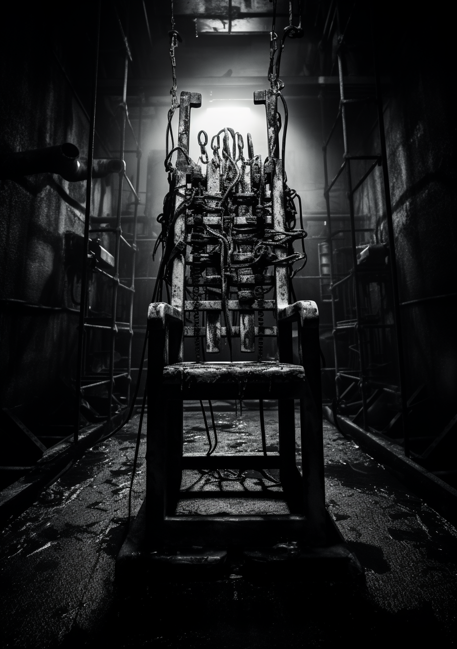 Realistic gothic electric chair artwork