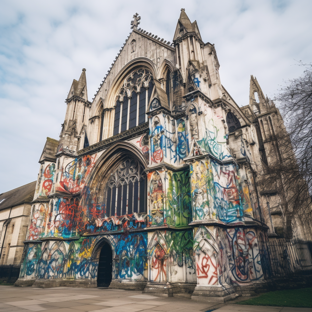 Graffiti covered York Minster by AddFuel