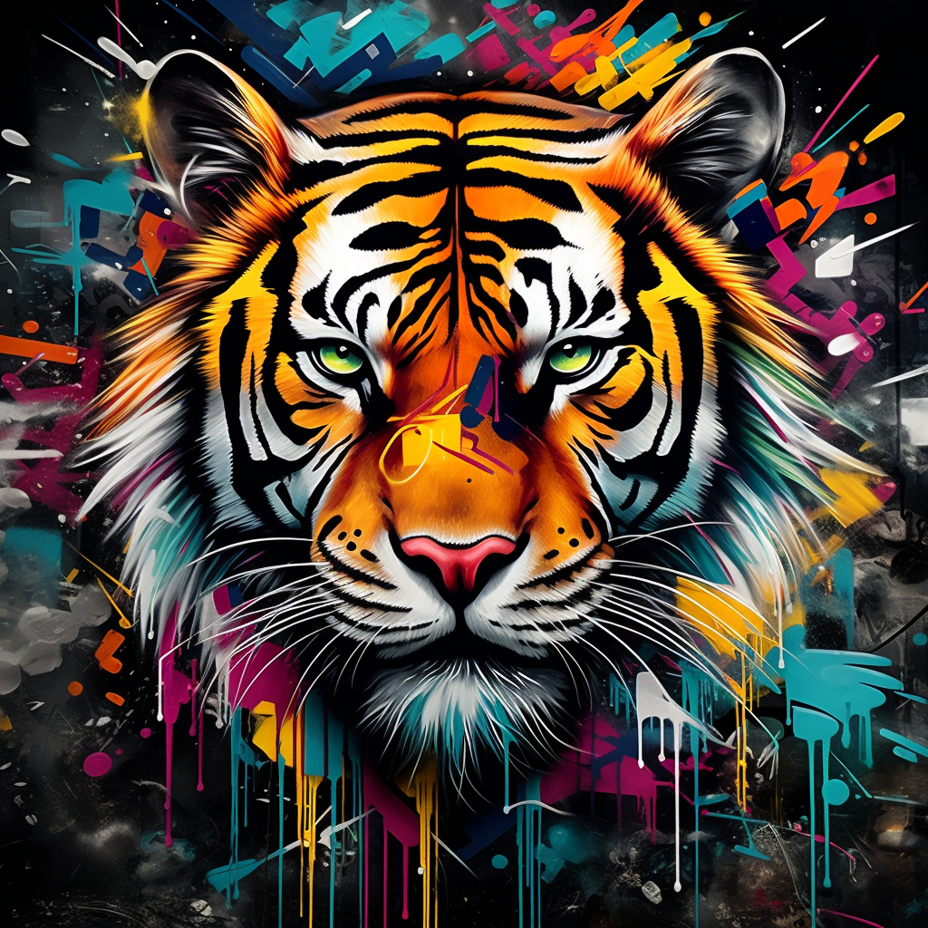 Graffiti Tiger in Dynamic Colors