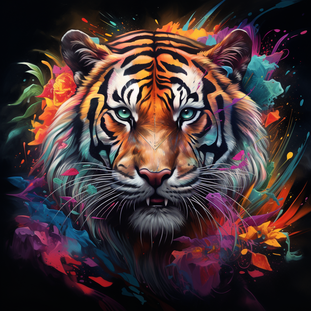 Colorful tiger graffiti image in HD