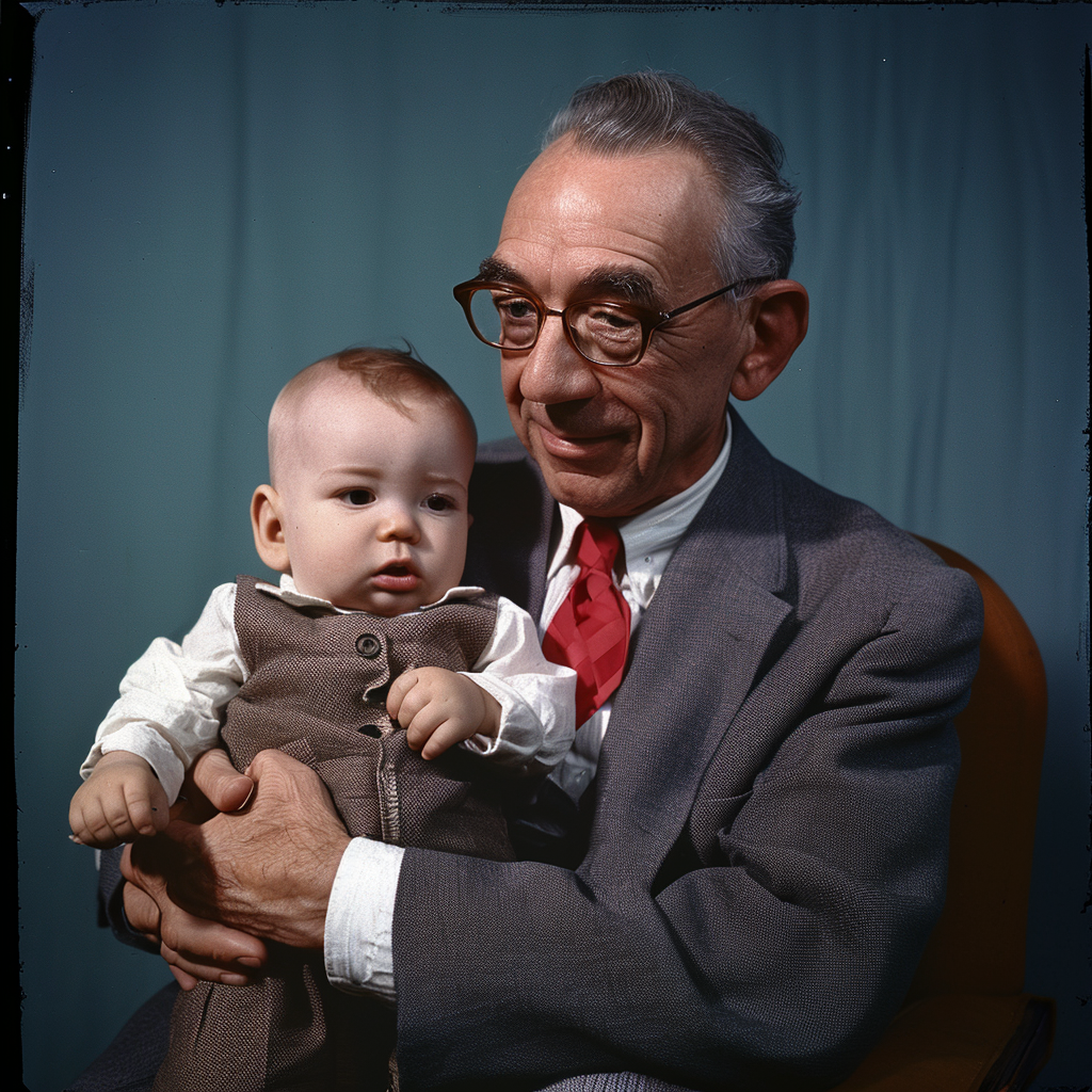 Grandfather in Suit with Grandchild