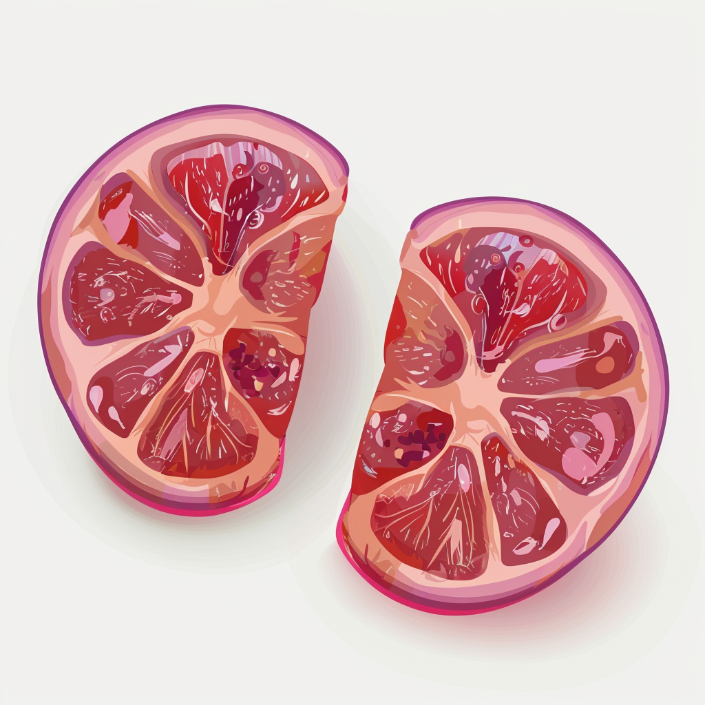 Grape fruit half vector white