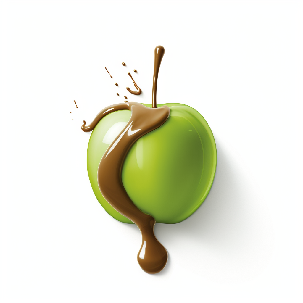 Green apple with caramel logo