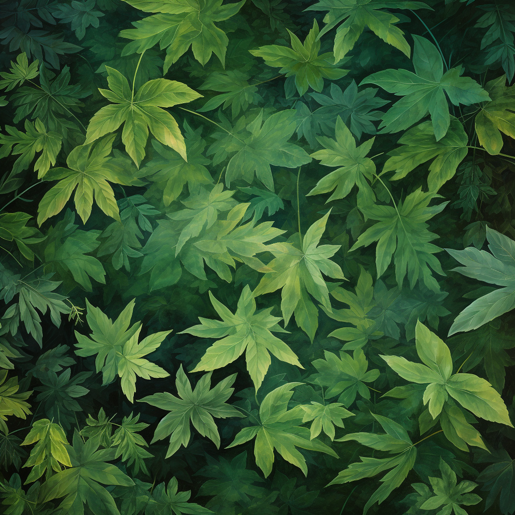 Muted impressionistic green foliage leaf shapes