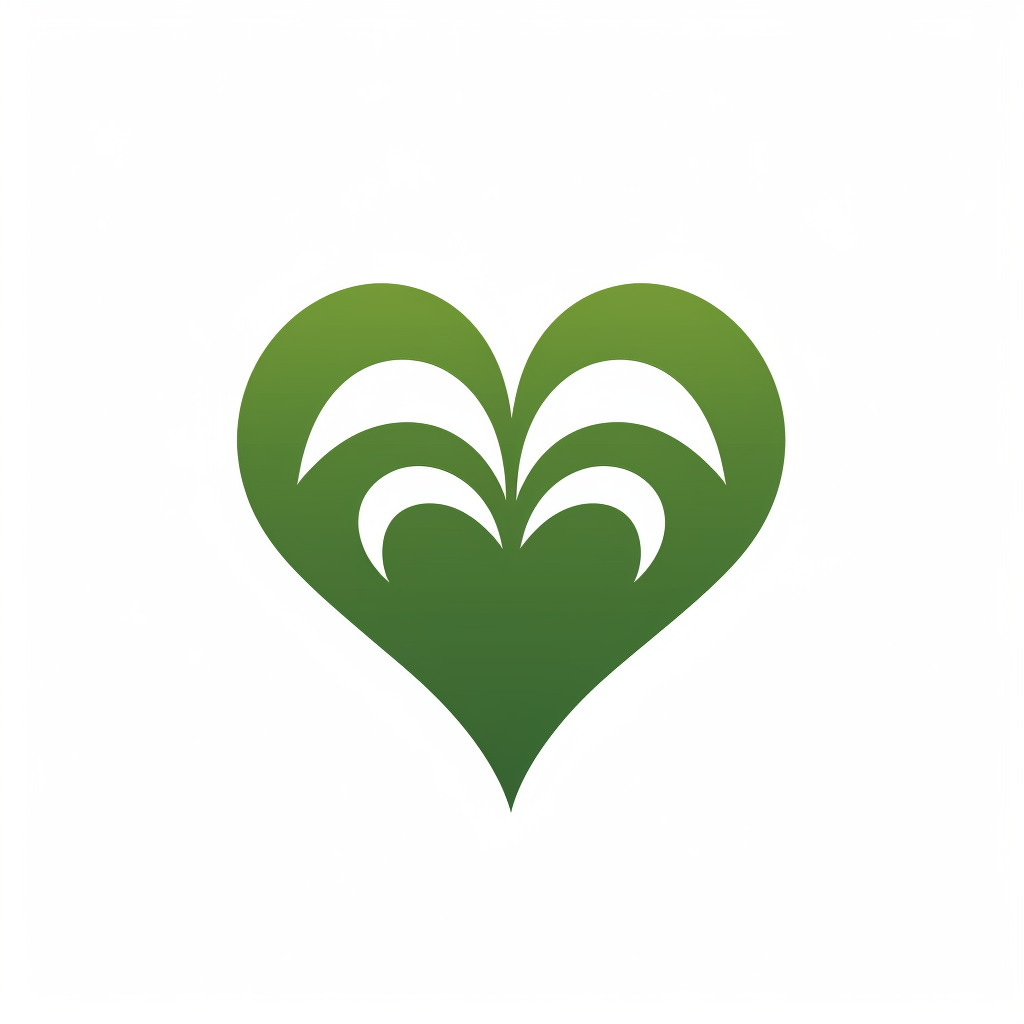 Logo icon with green leaf, heart, and dog paw print