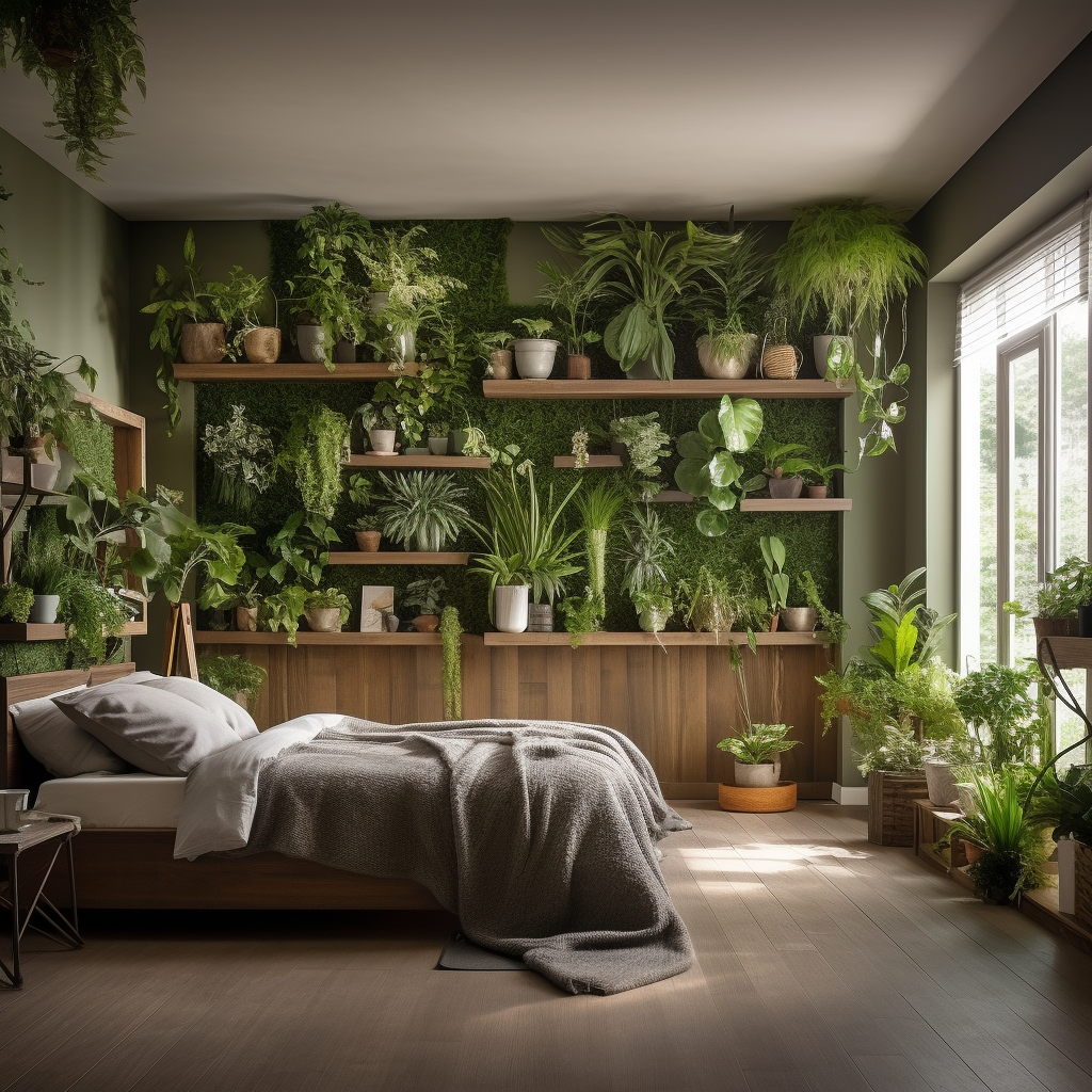 Green potted plants in room