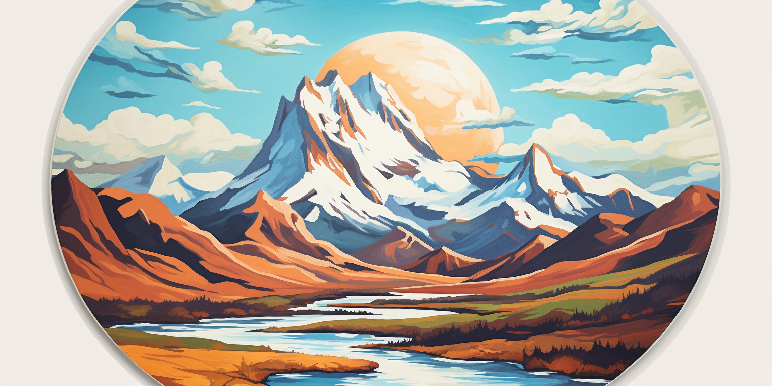 Beautiful mountain landscape with hydrascape sticker