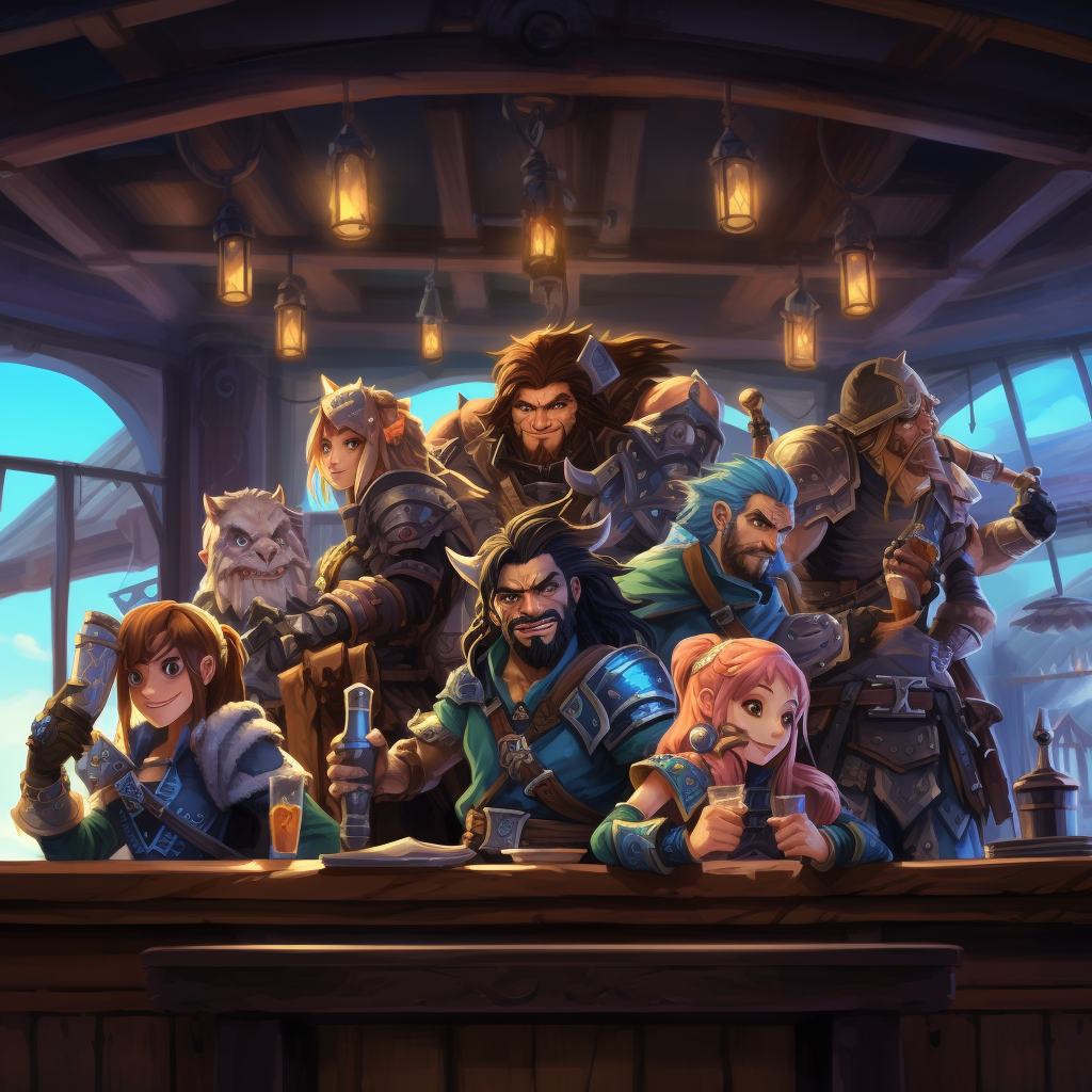 Diverse Group of Fantasy Characters in a Tavern