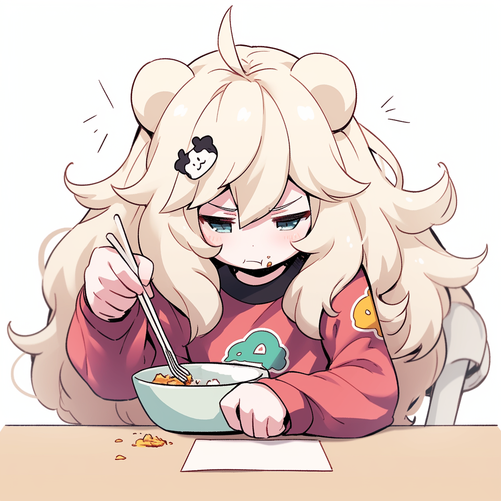 Grumpy koala girl refusing to eat breakfast