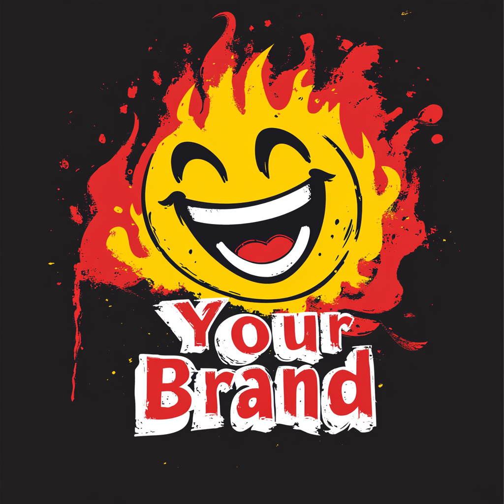 Grunge Logo Smiley Fire Design