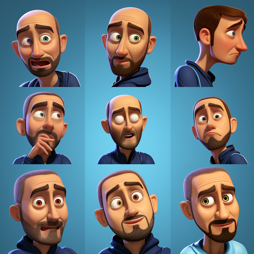 PEP Guardiola with different expressions