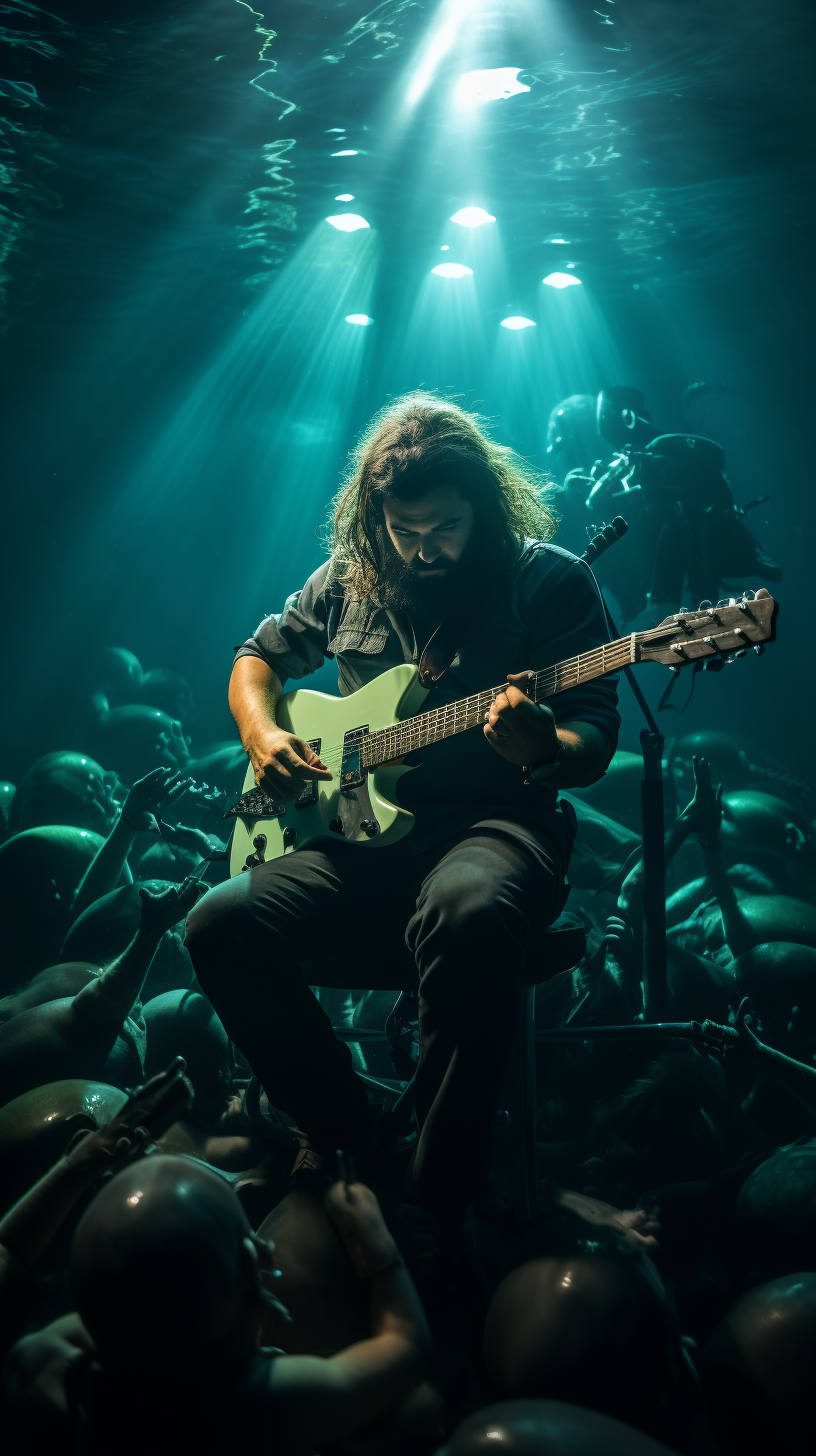 Man playing guitar in ocean concert