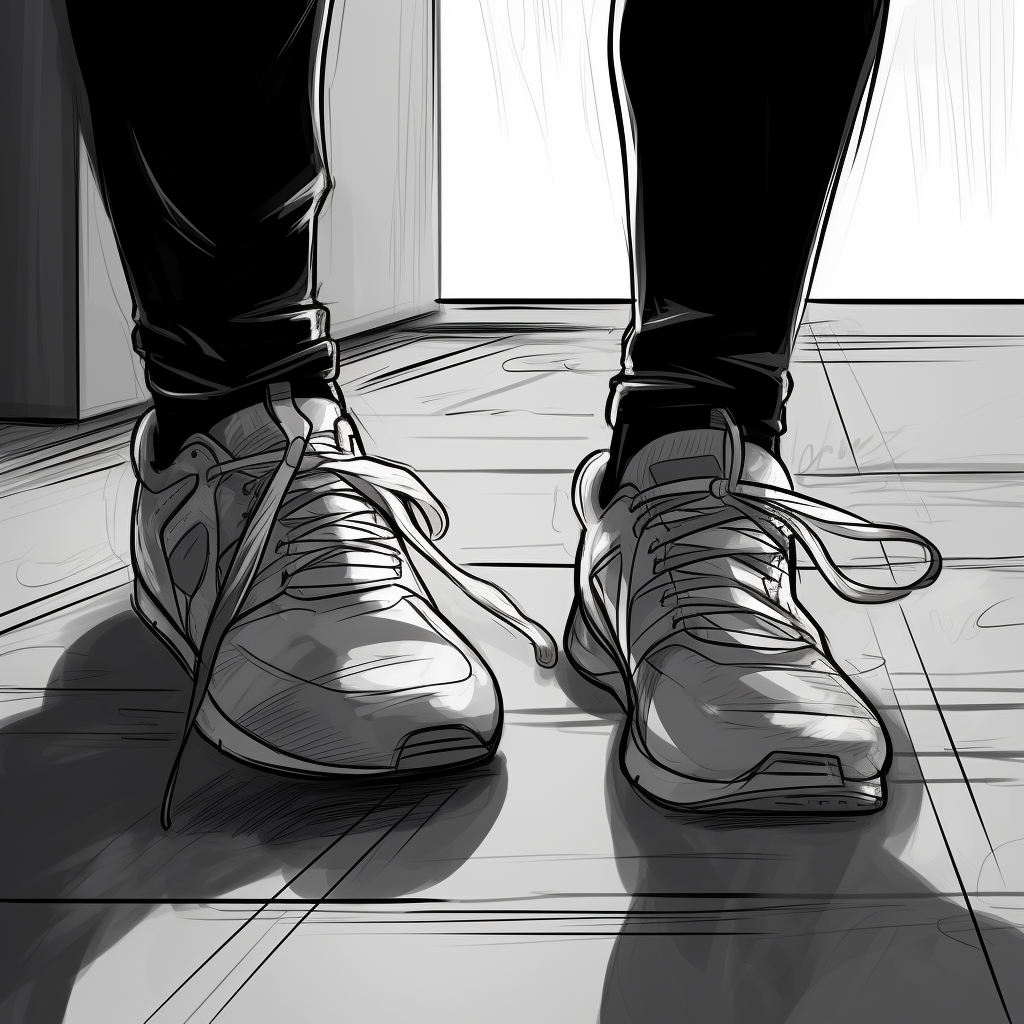 Close-up sketch of gym shoes