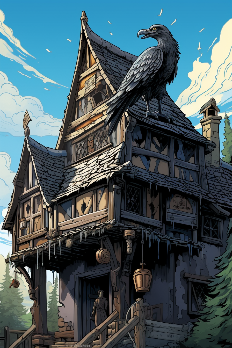 Image of Hagrid's House with Buckbeak during the Day