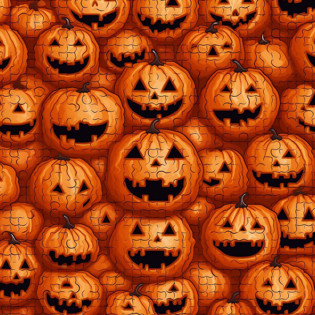 Pixel art of a Halloween pumpkin