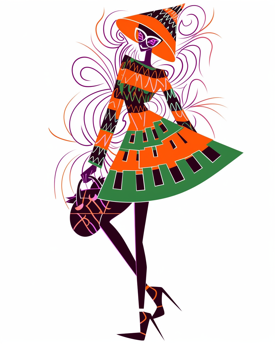 Fashion sketch of Halloween fashionista