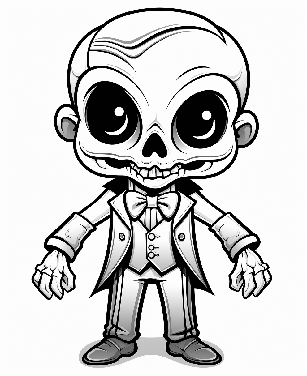 Cartoon Halloween skull wearing suit