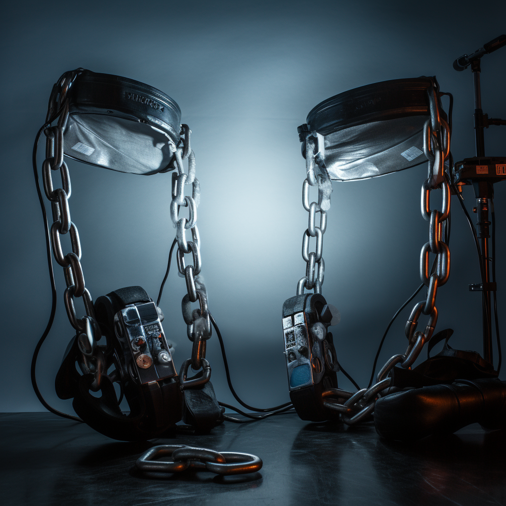 Stunning handcuffs in studio photography lights