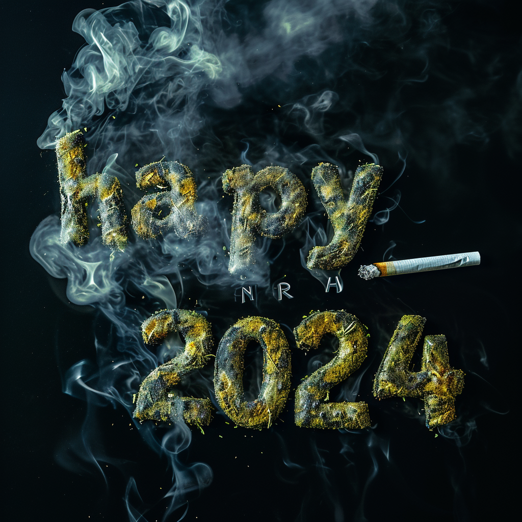 Happy 2024 with weed cigarette