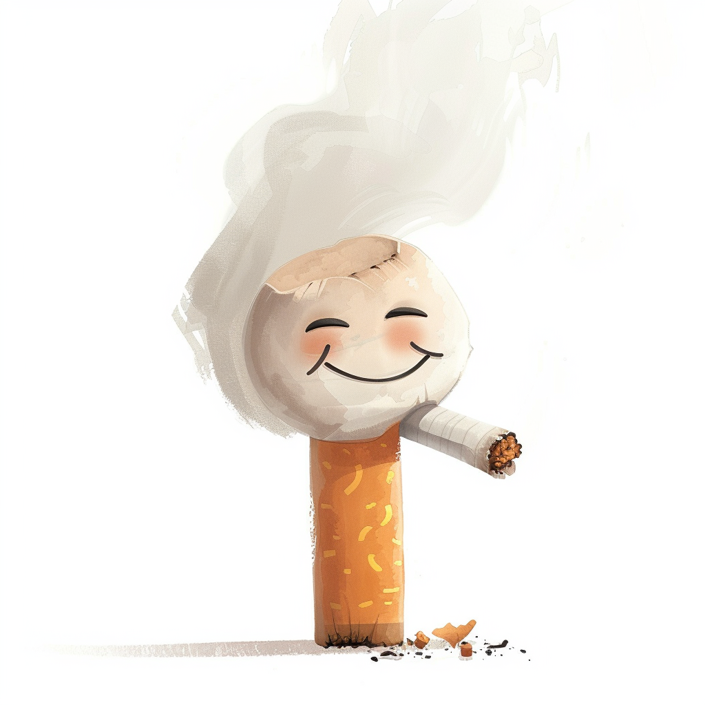 Happy Cigarette on White Background