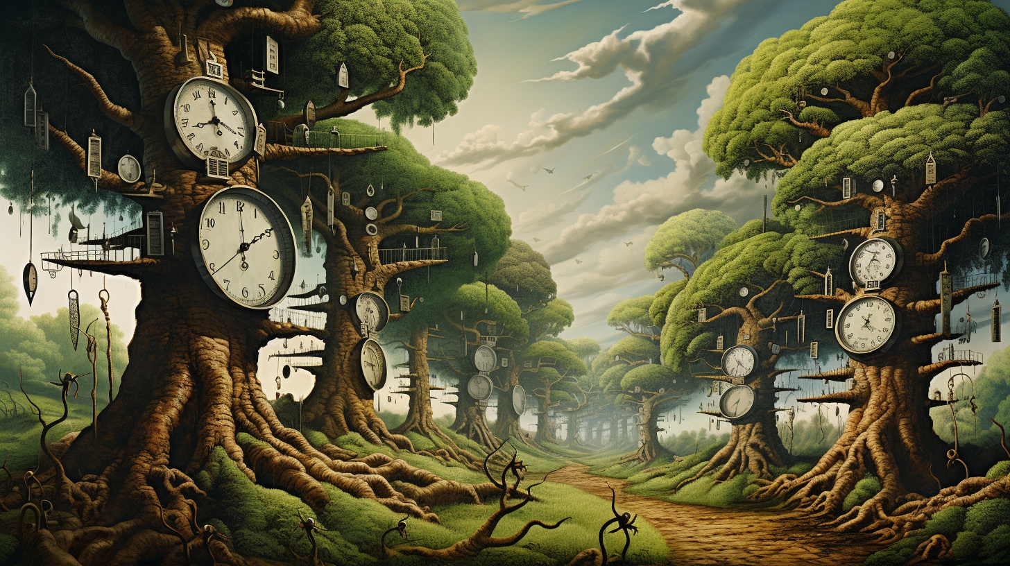 Beautiful woodneymphs in a surrealistic setting