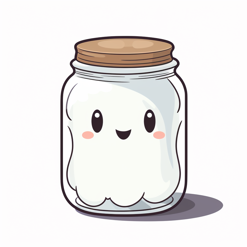 Cute happy ghost in a tiny jar