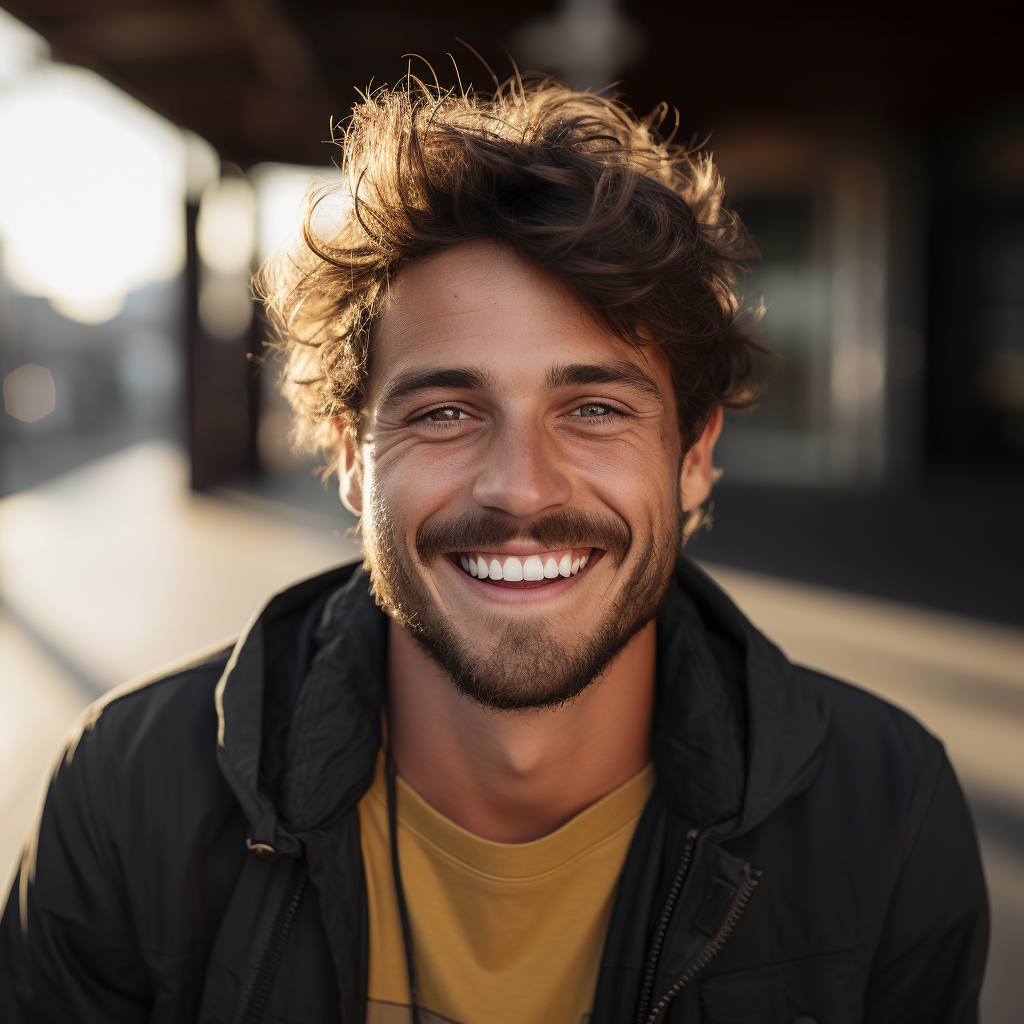 Happy guy smiling in photo