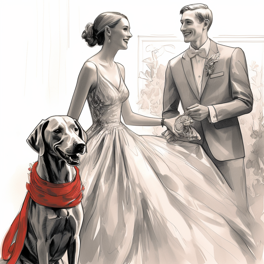 Blissful woman marrying a Weimaraner