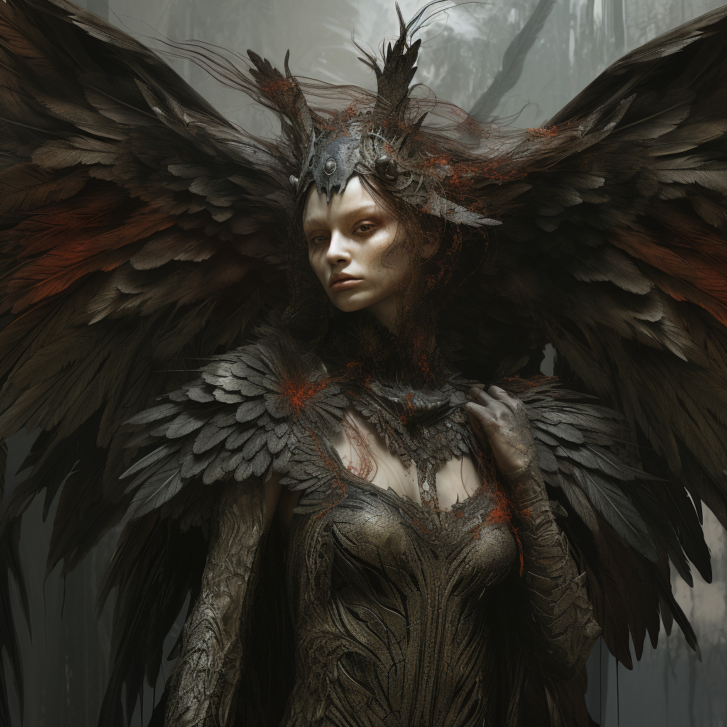 Beautiful harpy woman portrait