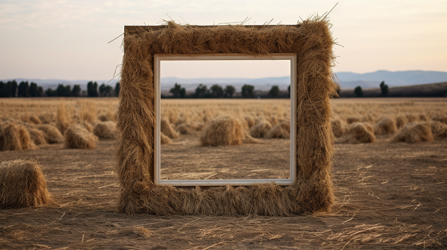 Rustic hay frame with organic charm