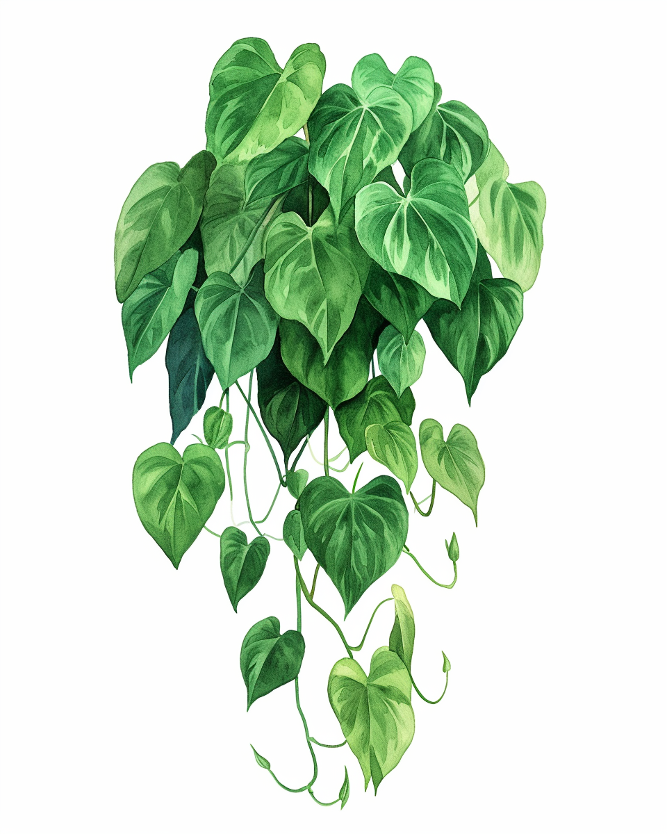 Heart Leaf Philodendron Plant Isolated White Background