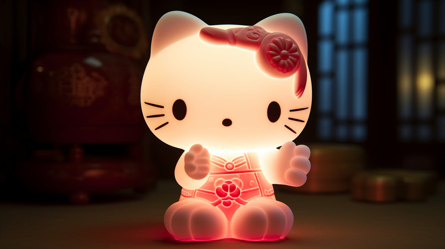 Cute Hello Kitty Character Paws at Night