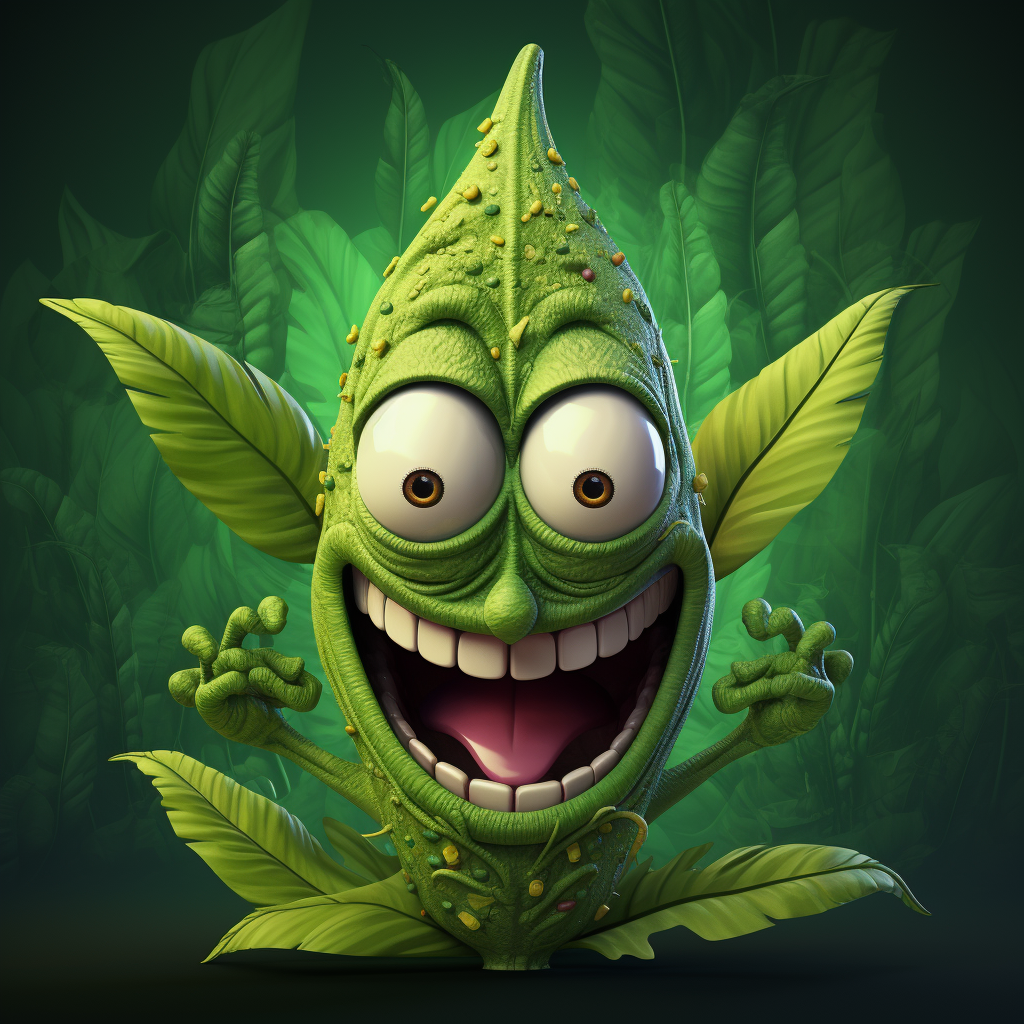 Hemp Leaves Trippy Banana Character