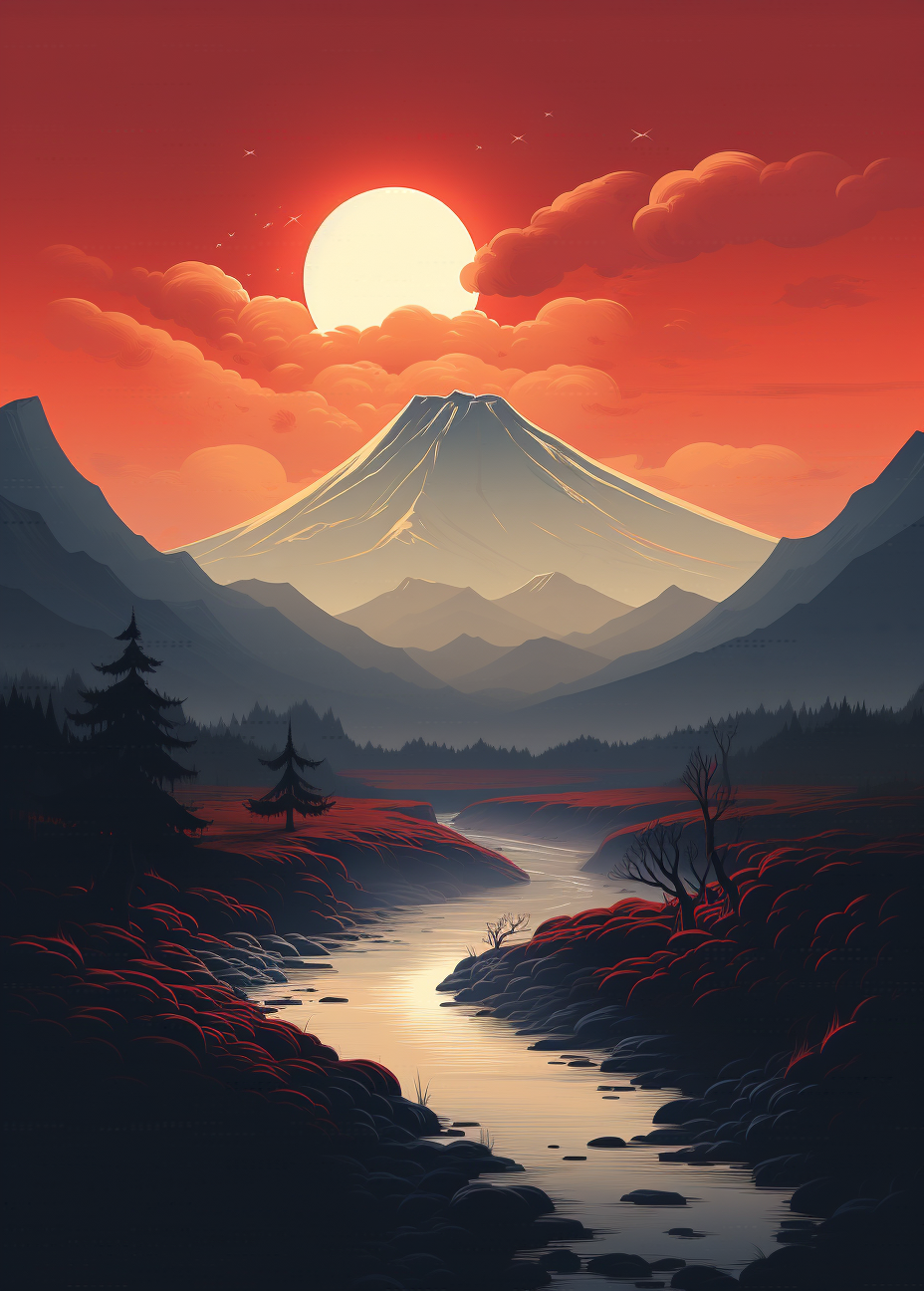 Minimal illustration of high road towards volcano