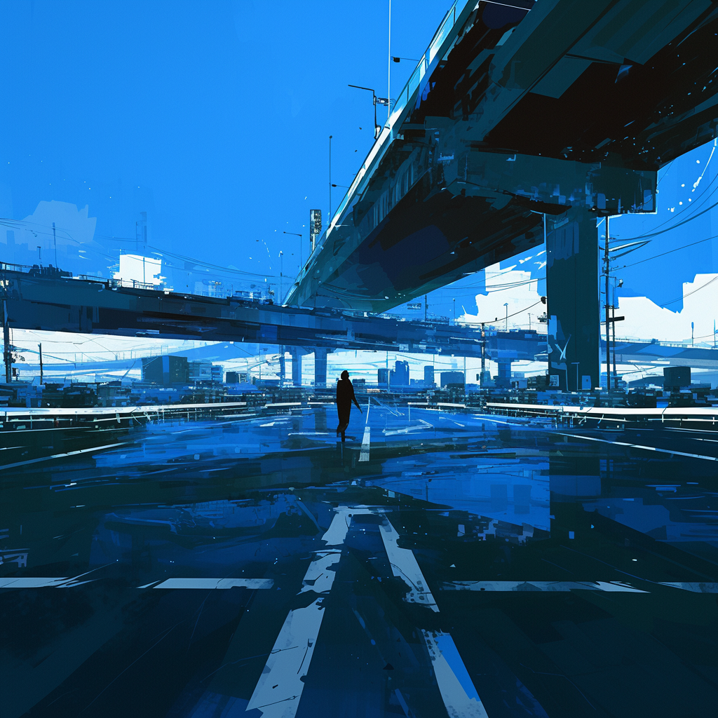 Highway Cyberpunk Blue Black Colors Niji 6