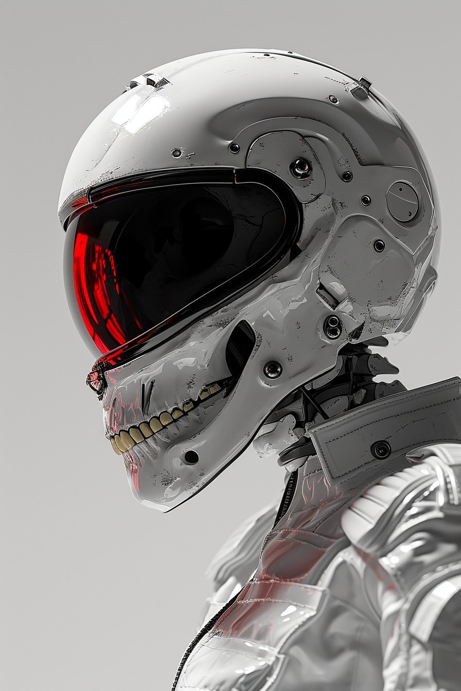 Retro Skeleton Head Motorsports Racing Helmet Image