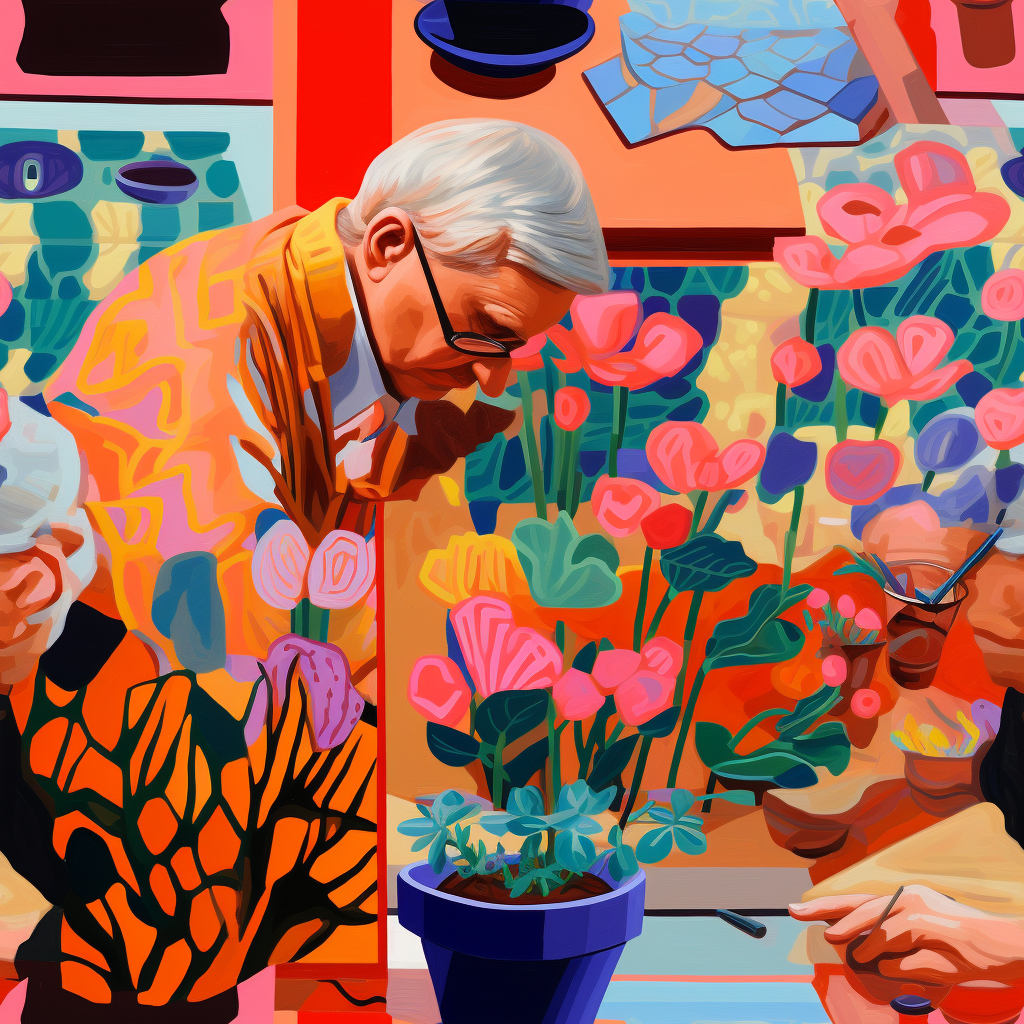 Vibrant Hockney painting tile art